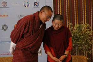 Indian leaders lack the simplicity with which Bhutan’s rulers reach out from behind barriers of procedure. Picture shows Bhutanese Prime Minister Tshering Tobgay (left) at ‘Mountain Echoes’, the Indo-Bhutanese Literary Festival in Bhutan.
